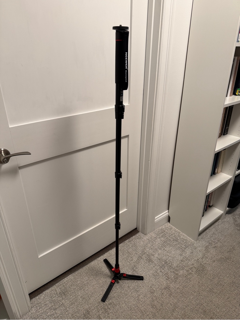 Black Lightweight Monopod Stand with Mini Tripod Base - Professional Support